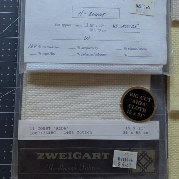 Lot of 5 New in Packs 11 Count Aida Cloth - Zweigart & Permin - Picture 2 of 5